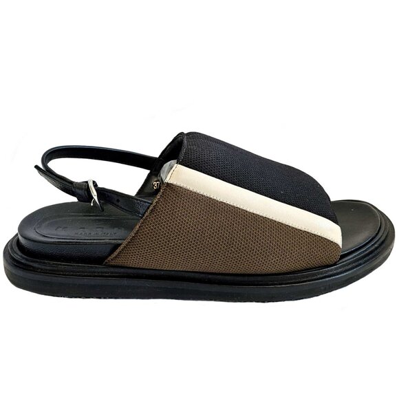 MARNI BLACK/BROWN FABRIC FUSSBETT SANDALS (37.5) - Picture 6 of 11